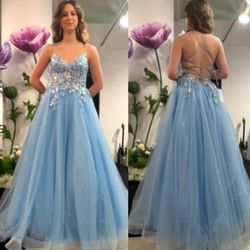 New With Tags A-Line Corset Bodice With Glitter Tulle Ball Gown $290