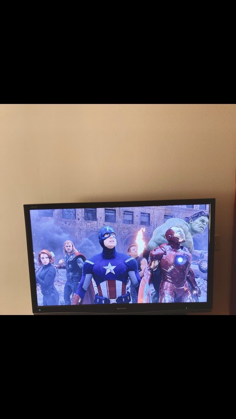 46” SHARP SMART TV PACKAGE: High-End 1080p Television LIKE NEW with Remote, Roku and NEW Universal Stand