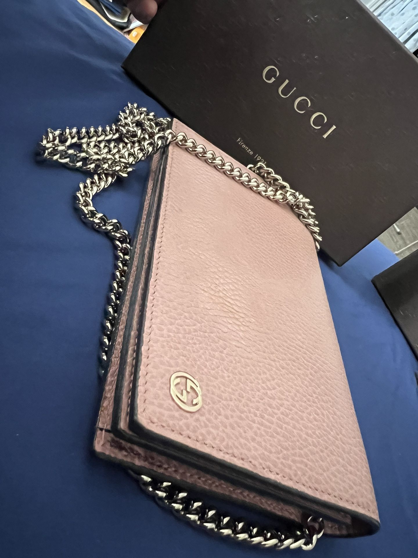 (USED $1650 retail value )Gucci Bags | Gucci Crossbody Wallet on A Chain in Pink | Color: Pink | Size: 7.5 x 1 x 4.5 Inches