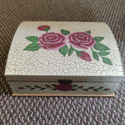 FLORAL HAND PAINTED MEMORY BOX 