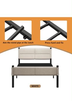 🤍 White Twin Bed Frame + Mattress