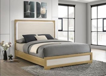 Modern Platform Bed Frame with LED Headboard