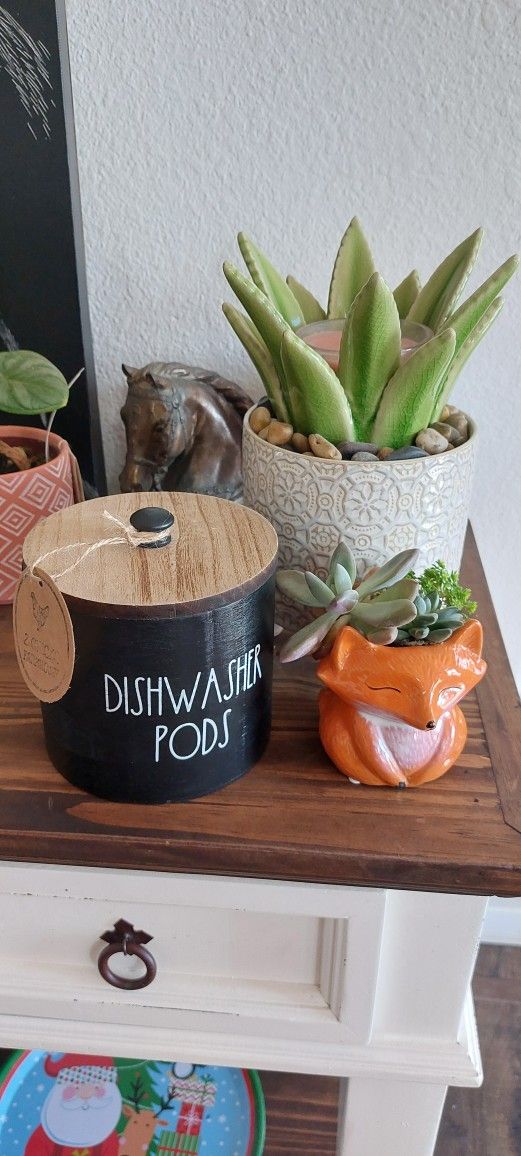 Rae Dunn inspired Dishwasher Pods Storage Kitchen Farmhouse Decor Jumbo Blk