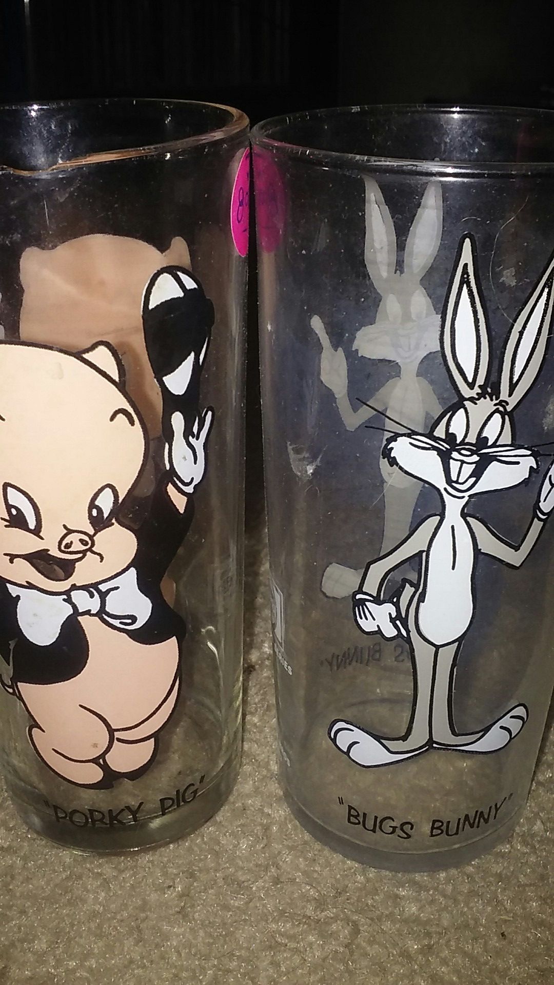Bugs Bunny & Porky Pig Pepsi 1973 Collectible Glasses