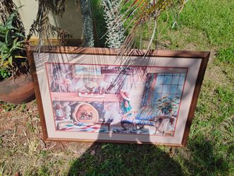 Framed Western Cabin Interior Print