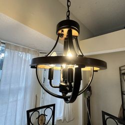 4-Light Industrial Chandelier / Light Fixture