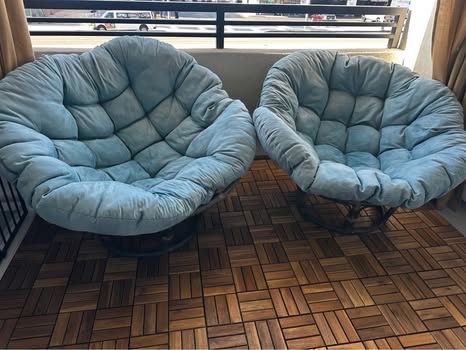 2 Rattan Papasan Chair Farm With Cushions