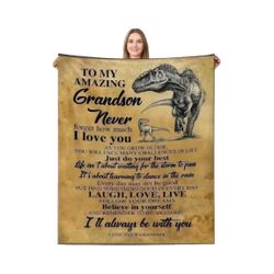 Dinosaur Themed Super Soft Blanket For Grandson 59”x78” NEW!!