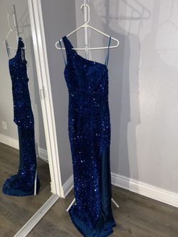 Formal Blue Sequin Long Dress 