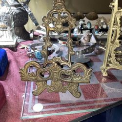Victorian solid brass, small picture frame holder