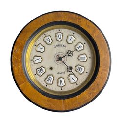 Antique Clock Wooden Rosewood Marble Stone Enameled 