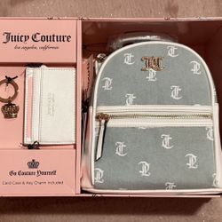 Juicy Couture Mini Denim Backpack Includes Card Case & Keychain