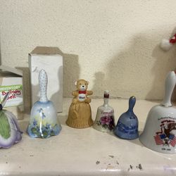 6 Collection of Decorative Bells - Flower, Bear, Bicentennial