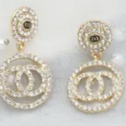 Gold Plated And Crystal Earrings 