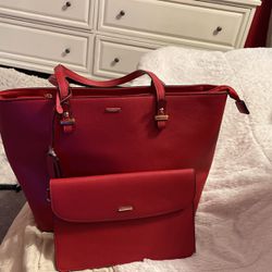 Large Tote Purse With Zipper Like New/ With Sepárate Small Night Wallet 