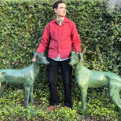Vintage Bronze Dog Statues 