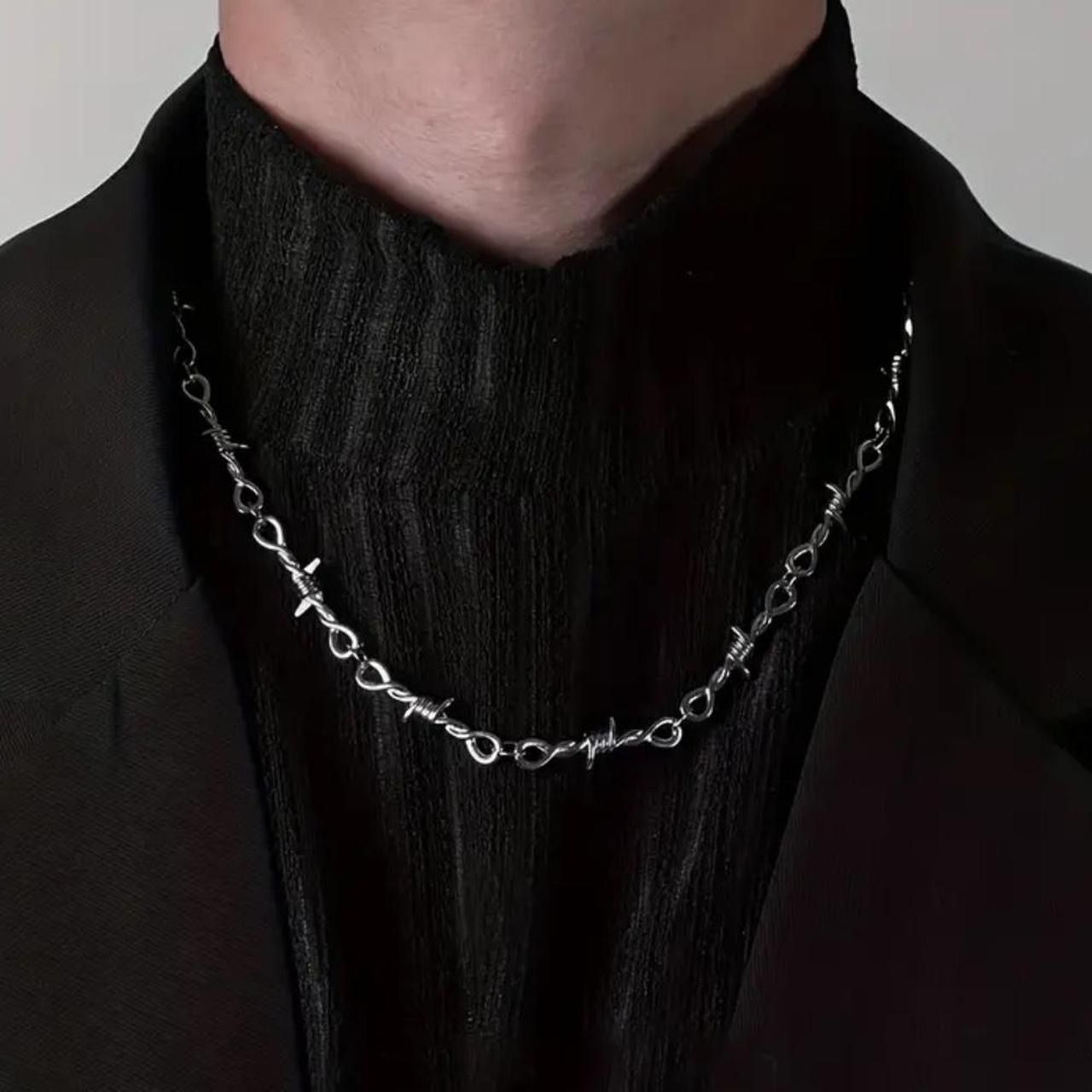 Stainless Steel Hip Hop Punk Thorns almost 20” in Long Necklace for men’s women Necklace -CHN