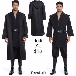 Jedi Star Wars Black Uniform Tunic Costume XL Mens