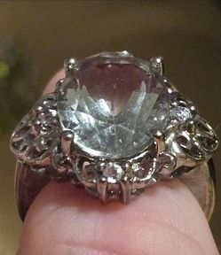 Vintage Genuine Green Prasiolite Ring in .925 Sterling Silver. Size 6.