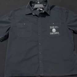 Harley Davidson Black Willie G Skull Button Up Embroidered Short Sleeve Size 3XL