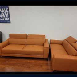 *Weekend Special*---Sardinia Sleek Leather Sofa/Loveseat Sets---Limited Stock!!!---Delivery And Financing🫡