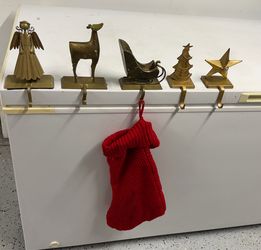 Set of 5 Brass Stocking Holders