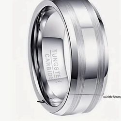 Men's Tungsten Ring, 8mm Wide Comfort Fit Size 9