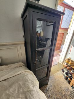 Tall Wood Cabinet With Glass Door