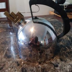 1600-Alessi Vintage Antique Aluninum Brass Tea Kettle