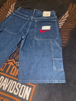Vintage Mens 90’s Bootleg Nike Denim Cargo Jean Shorts tagged 36 but are a 34 100% Cotton RARE