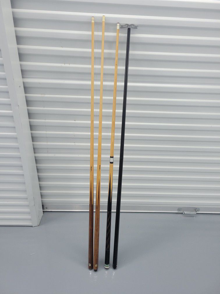 3 Cue Sticks 1 Bridge Stick