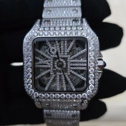 New 41mm Stainless Watch W/ 17ctw Of Moissonite  (GRA included) 