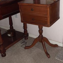 Una ONE Antique Side Table With Turn Drawer Spool 