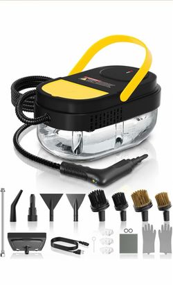 Gautye Steam Cleaner, 1.6Quarts Tank, Portable Steamer for Cleaning 3 Level Adjustable Handle, 12s Heat Up, 15 pcs Accessories, Steam Cleaner for Home