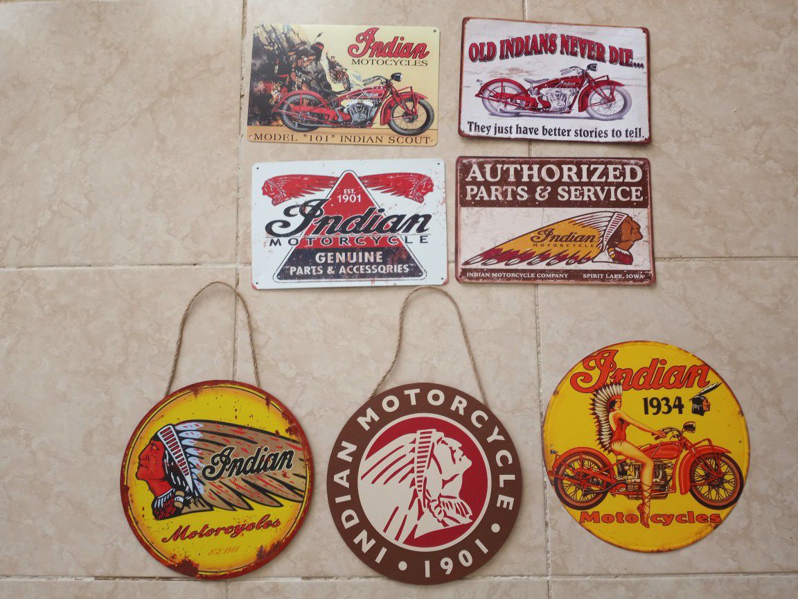 Indian Motorcycle Signs,$8 Each
