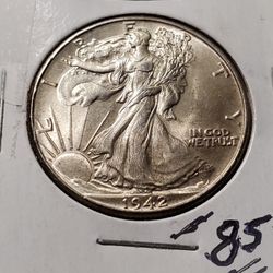A6SX250 HIGH GRADE  ALL NATURAL 1942 STANDING LIBERTY HALF DOLLAR. 