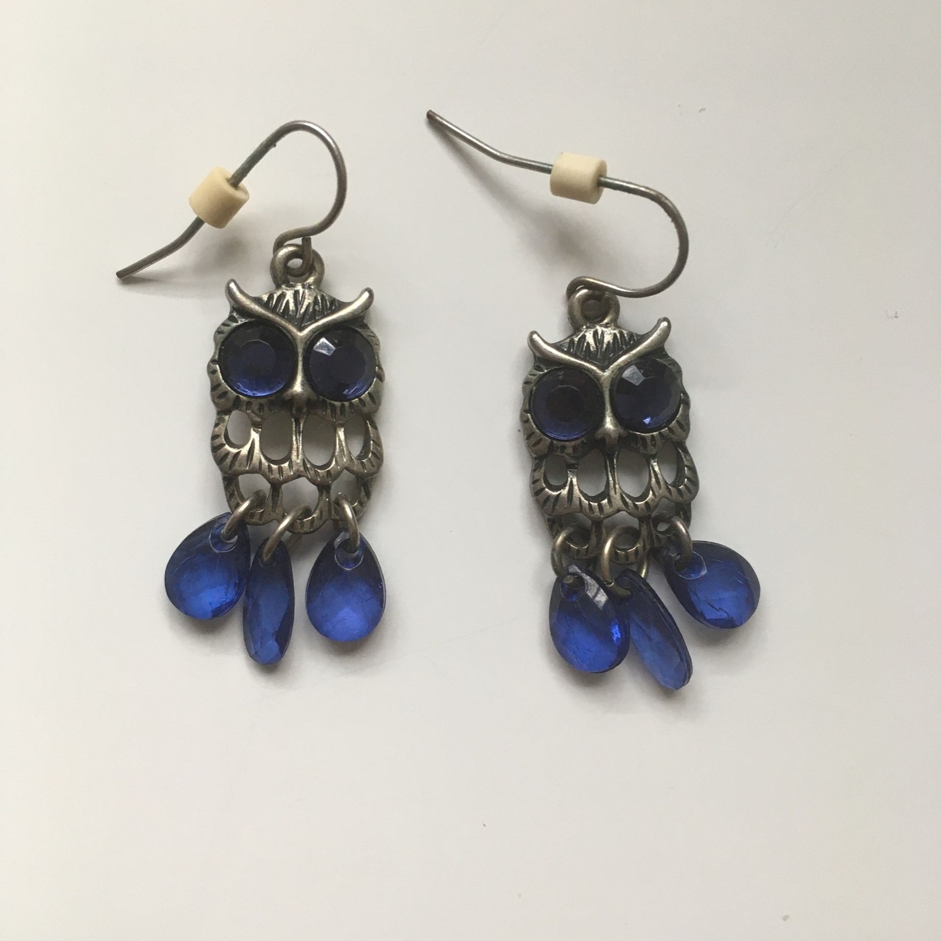 Blue And Silver Owl Earrings
