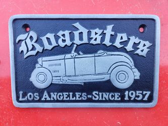Used Roadsters Los Angeles Car Club Plaque Metal 