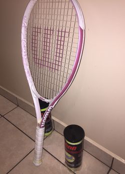 Tennis racket and balls