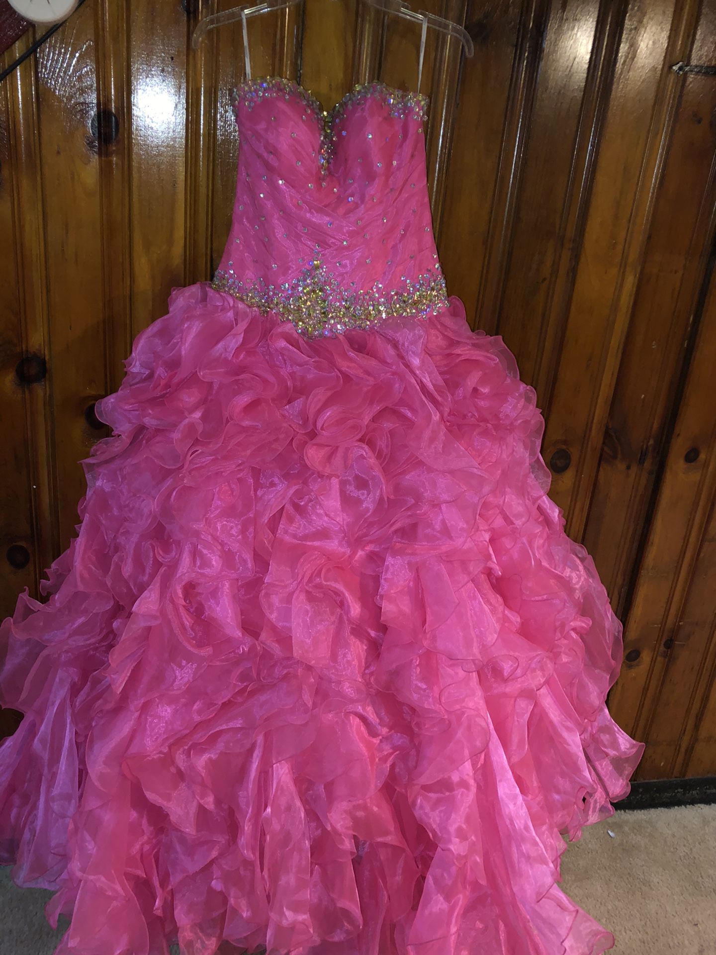 Pink n silver prom or wedding dress size 9