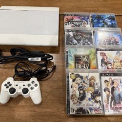 Playstation 3 PS3 CECH 4200B White 250GB Console Super Slim Japan w/ 8 Games