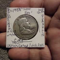 🇺🇸" B. Franklin."90% S.(1958"D")( RPM) Wt:12.54. W./ Errors Uncirculated.