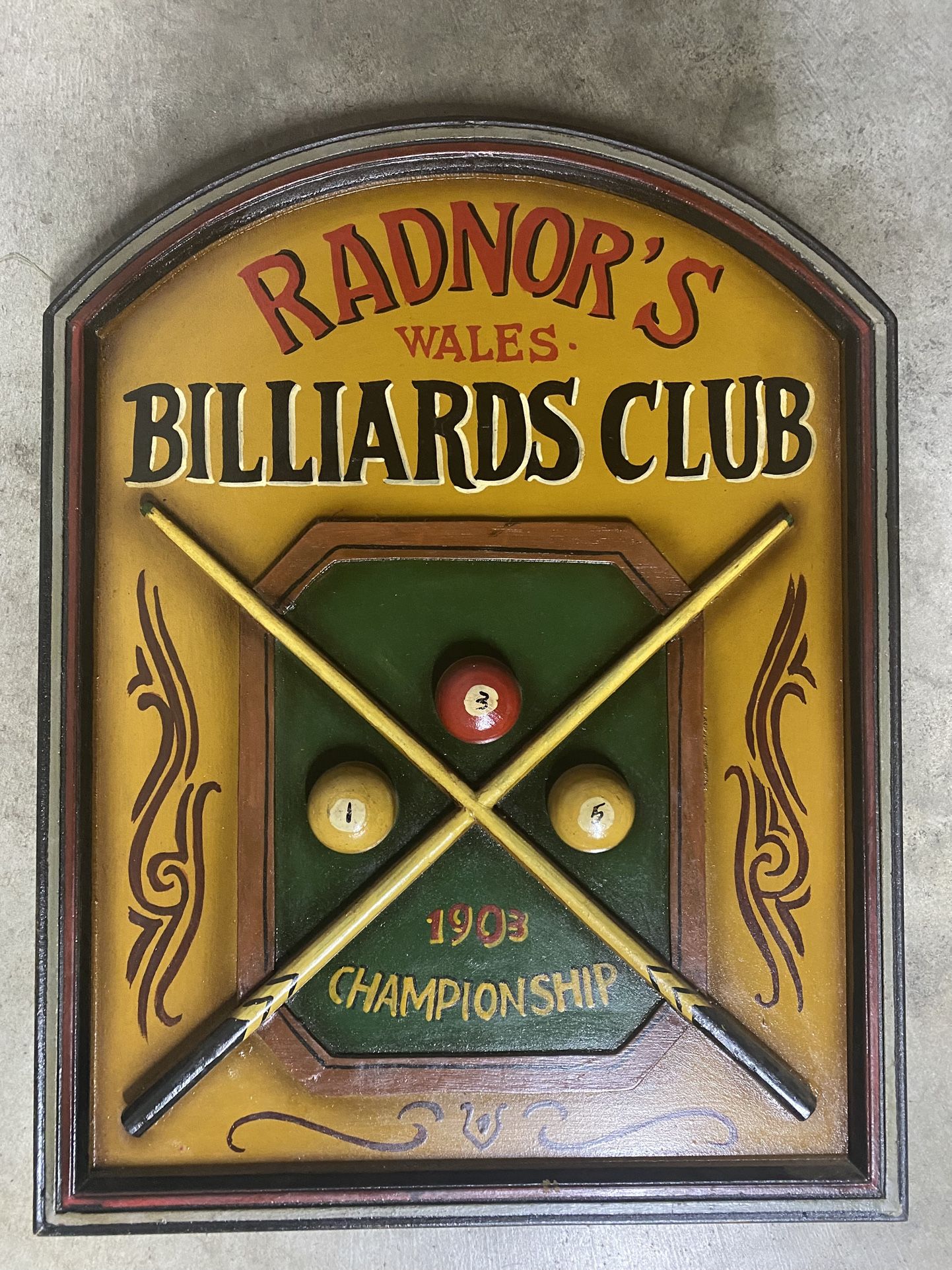 Radnor's Billiards Club sign
