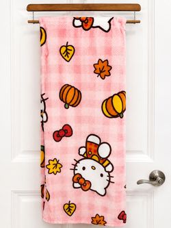 Hello Kitty Fall Pumpkin Plush Throw Blanket