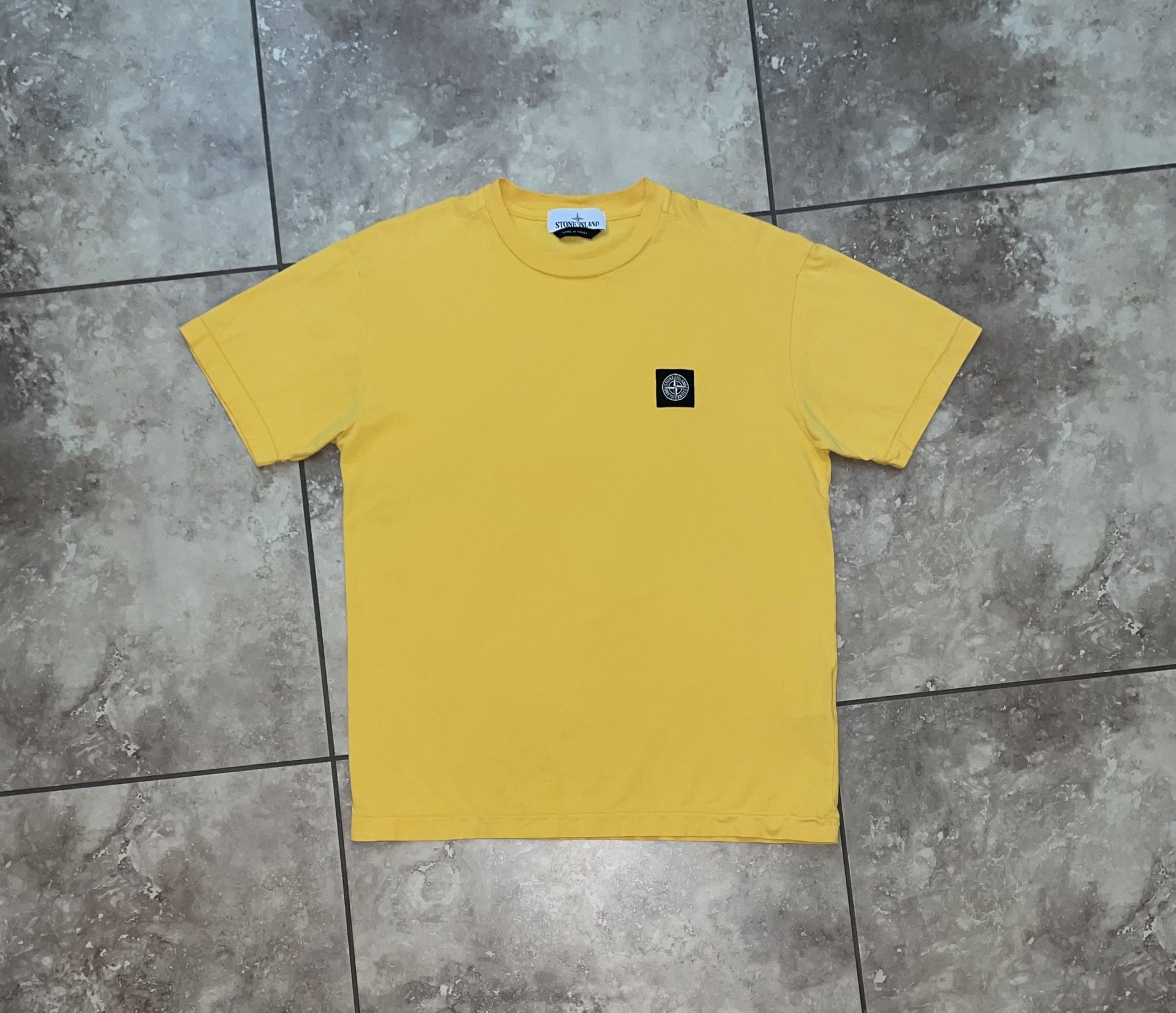 Stone Island 24113 60/2 Cotton Jersey Garment Dyed T-Shirt Yellow Size Large
