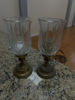 Crystal candle holder with Bronze metal base