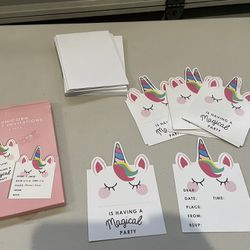 18 Unicorn Birthday Invitations With Envelopes Brand New 