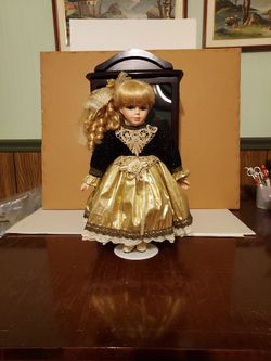Vintage Collectible Doll W/ Cabinet