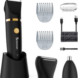 Electric Groin Hair Trim Ball Trimmer for Men Body Shaver Below-The-Waist Groomer Nose Hair Trimmer Waterproof Cordless 3 in 1