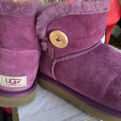 Ankle Fur Button Plum UGG Boots